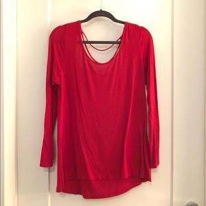 Red cotton stretch top with string back